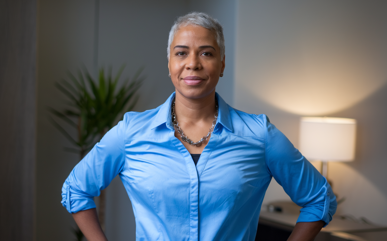 Dr. Pat Barrington, a professional and warm life coach, smiling confidently.